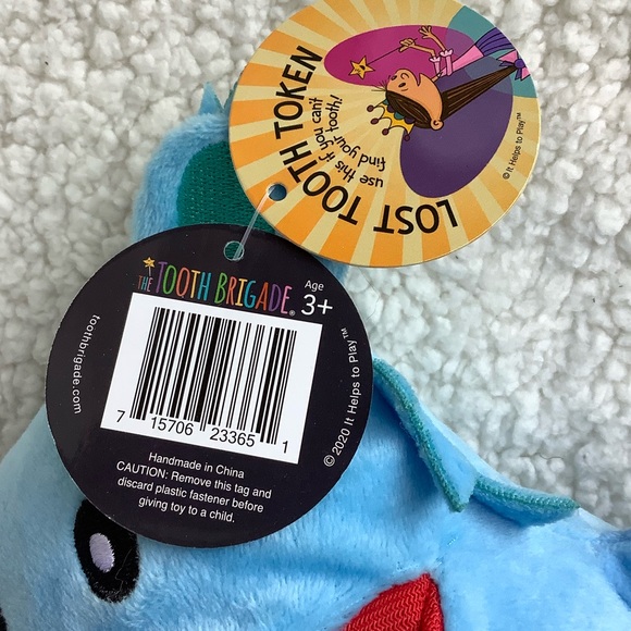 The Tooth Brigade Blue Monster Tooth Fairy Pillow w Pocket Plush Stuffed Animal - Picture 13 of 13